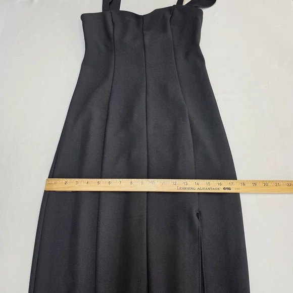 Quiet Luxury Abercrombie Fitch Black Midi Dress Women’s M Sweetheart Neck Slit - Picture 9 of 13